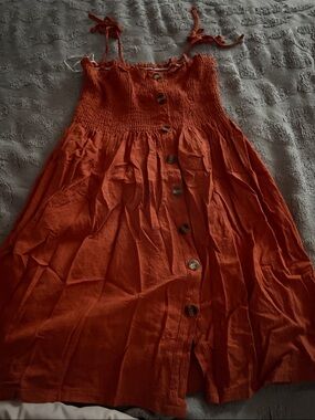 Button-Front Rust Orange Sundress